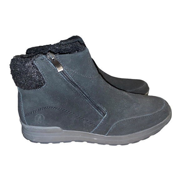 Lands End Women's Insulated Snow Boots Black Suede and Faux Fur Sz 8.5 side zip - Picture 7 of 12